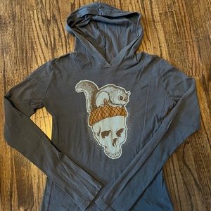 Jeremy Fish Upper Playground Gray Women’s long sleeve hooded t-shirt M